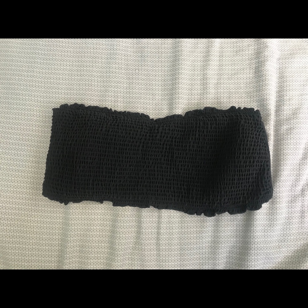 Hollister Ribbed Black Bandeau Bikini Top